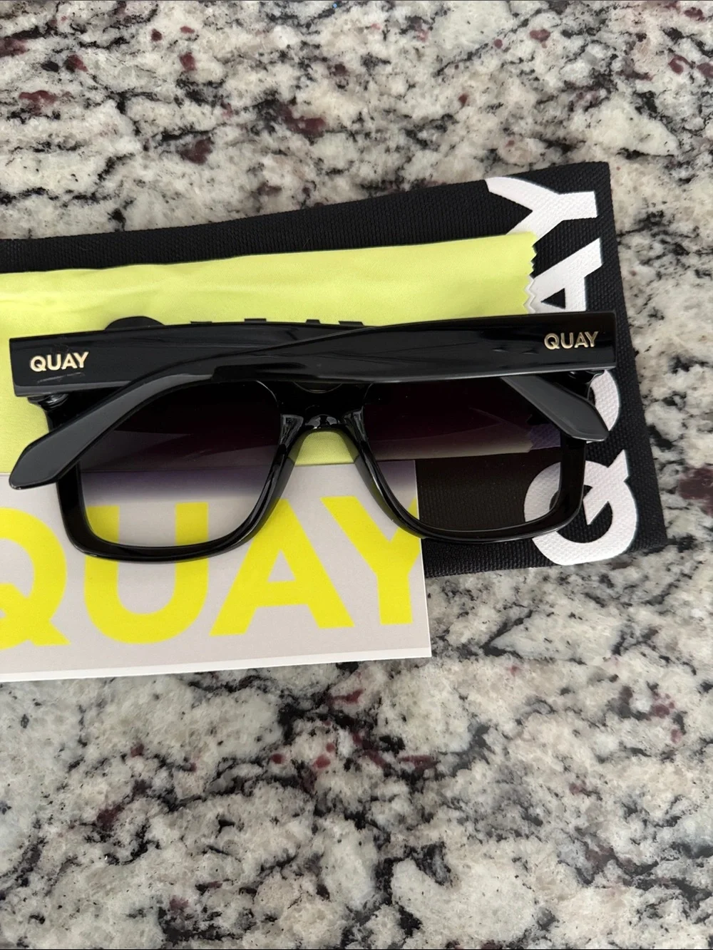Quay Australia Black Oversized Square Sunglasses with Gradient Lenses